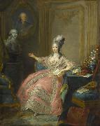 unknow artist Portrait of Marie Josephine of Savoy Countess of Provence pointing to a bust of her husband overlooked by a portrait of her father Spain oil painting artist